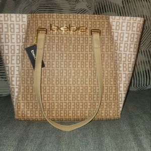 Bebe beige Ailey print logo tote